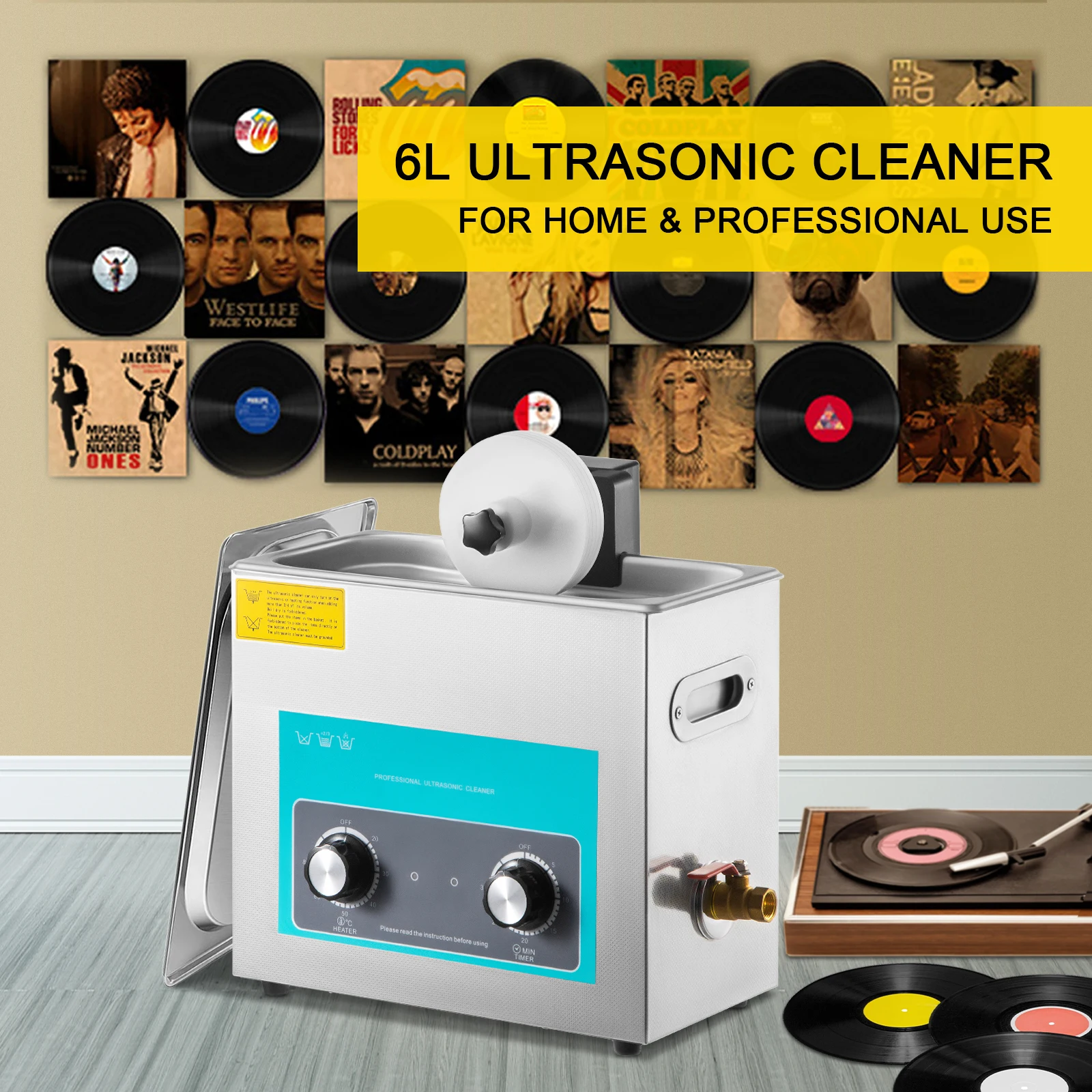 Vinyl Record Cleaner - SIHAO 6L Pulitore a Ultrasuoni per