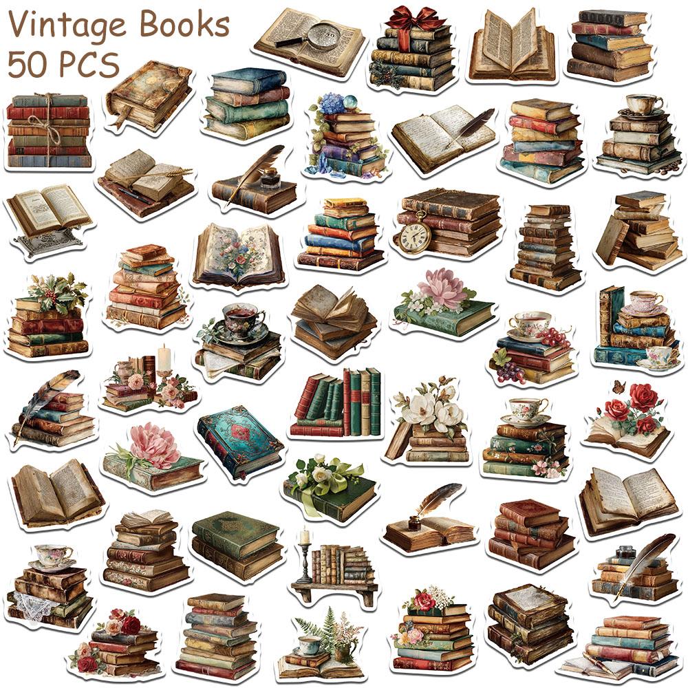 50 adesivi vintage a tema libr - Vintage Collectible Books recensione e prezzo